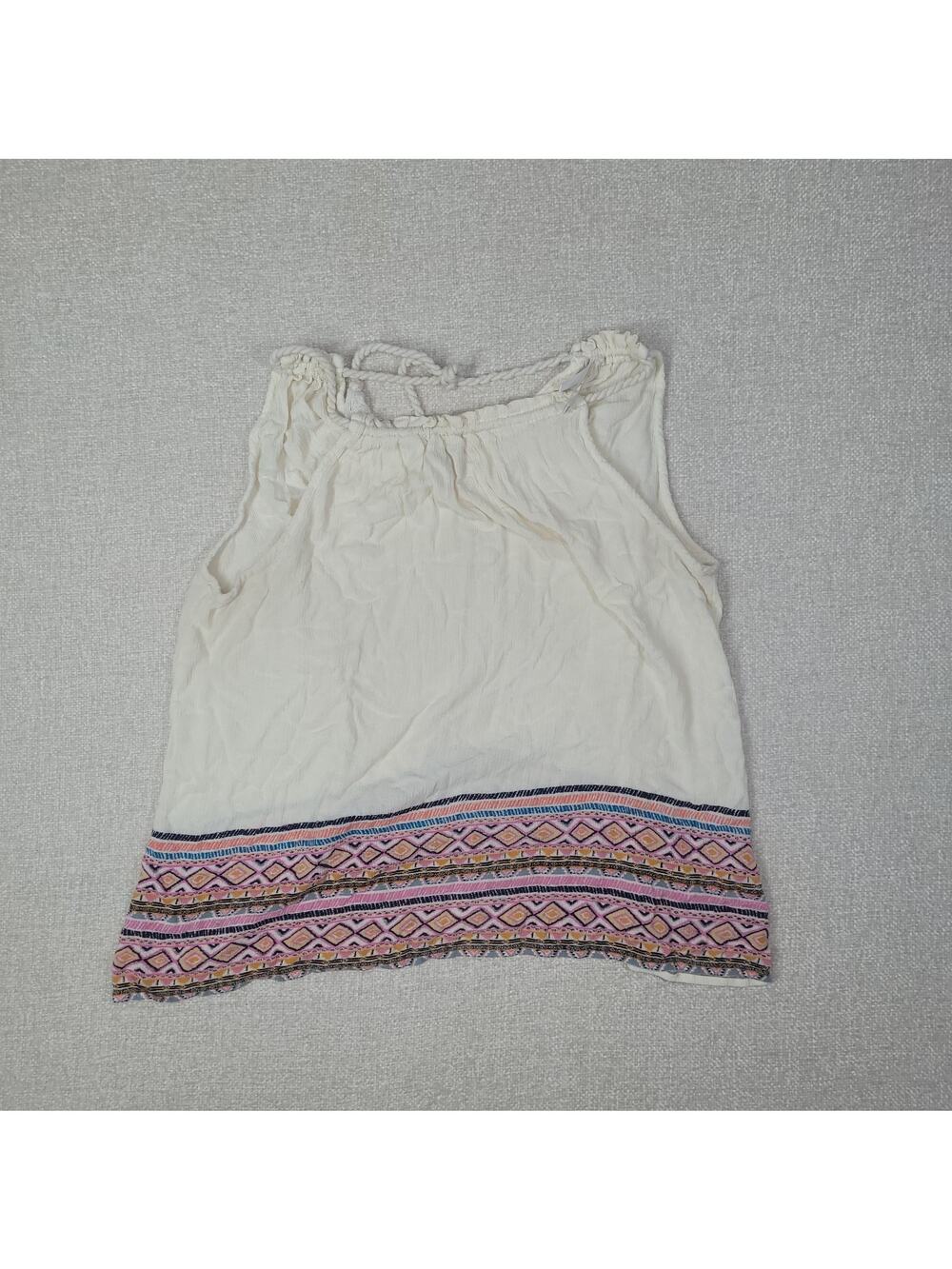 Xhilaration Women’s Cream Colored With Geometric Pattern Tank Top Size Large
